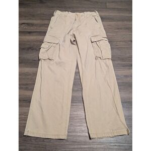 Aeropostale Mens Cargo Pants 32x34 Khaki Tan Wide Leg Baggy Y2K Skater Cotton